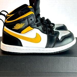 7c Jordan 1 White Pollen Black - Yellow Gold Toddler shoes